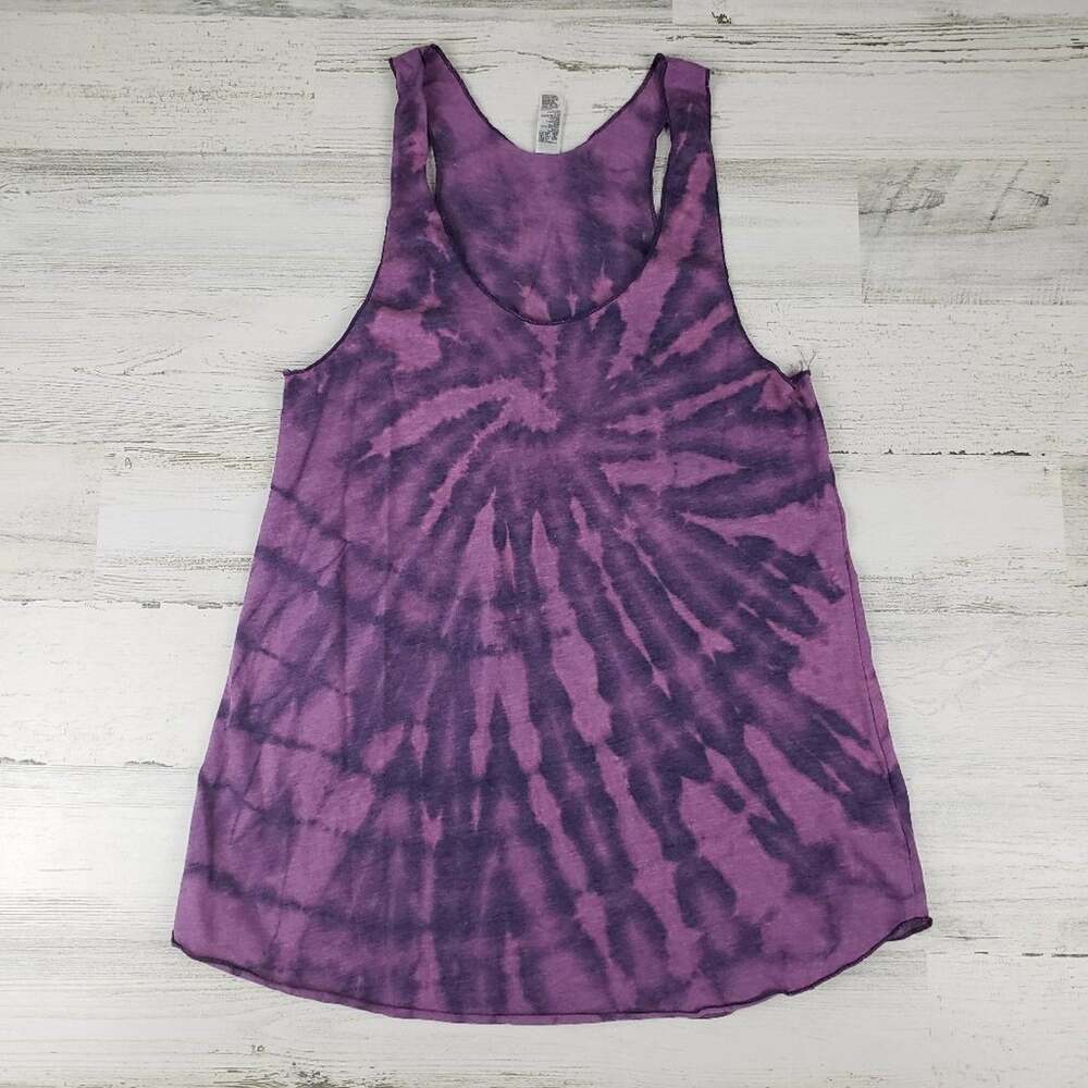 NWOT American Apparel 50/50 Custom Purple Bleach Tie Dye Spiral Tank Top Medium